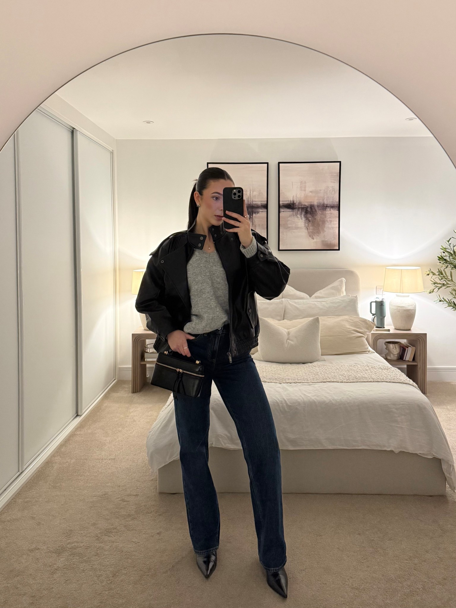 OOTN details 👖15% off this whole look! All you have to do is sign up to be an A&F member which takes two minutes - I wear size small in the jacket, medium in the jumper and w25 long in the jeans 🤍

#LTKootd #LTKTall #LTKSeasonal