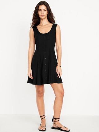 Fit & Flare Crepe Button-Front Mini Dress | Old Navy | Old Navy (US)