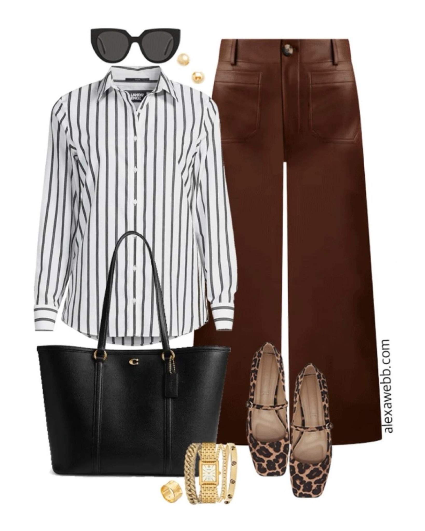 Plus size fall business casual work capsule wardrobe with a striped shirt, faux leather cropped pants and leopard Mary Jane flats. Alexa Webb 

#LTKWorkwear #LTKStyleTip #LTKPlusSize