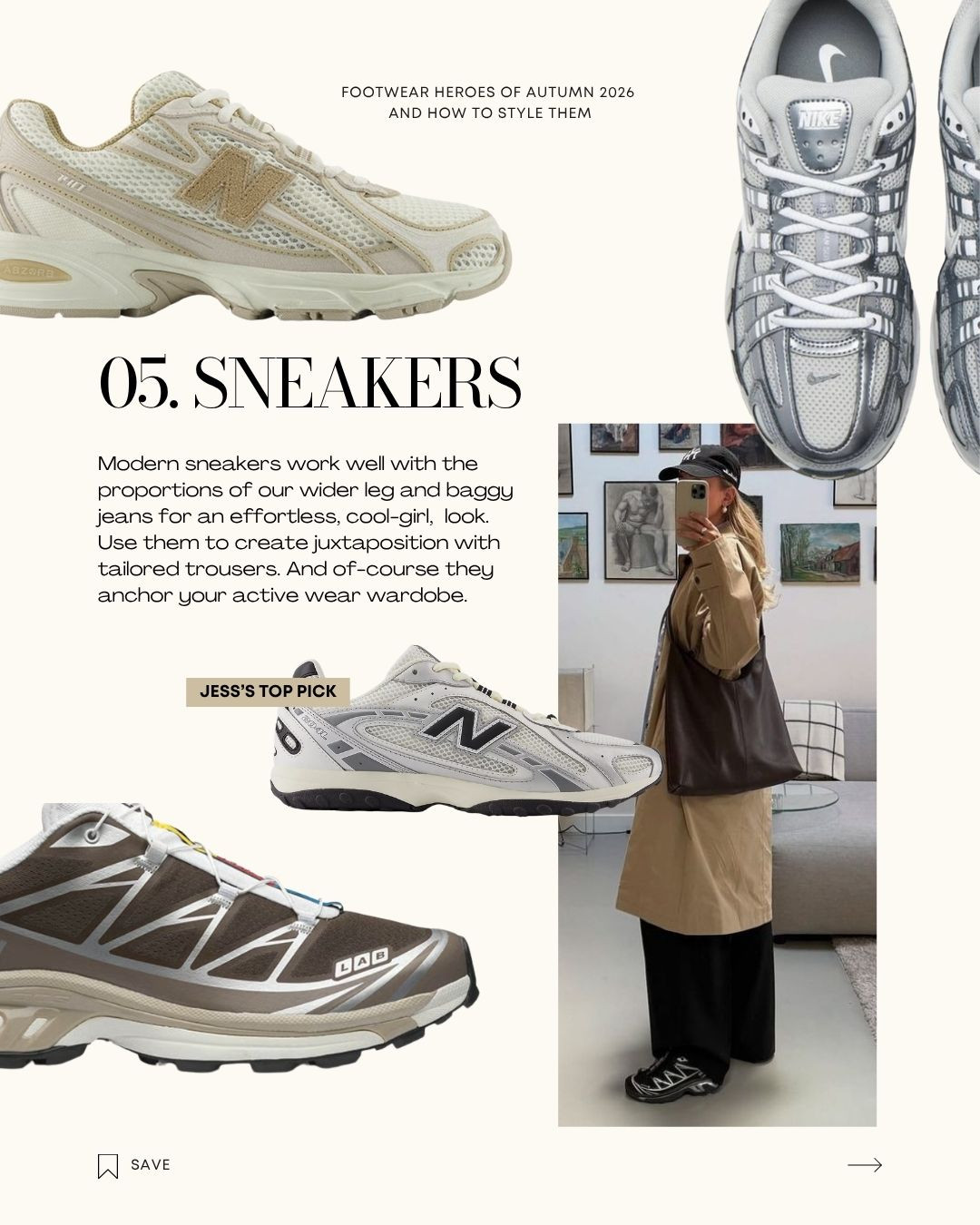 Modern sneakers work well with the proportions of our wider leg and baggy jeans for an effortless, cool-girl,  look. Use them to create juxtaposition with tailored trousers. And of-course they anchor your active wear wardobe.

Our top picks linked! 

 #LTKaustralia #LTKstyletip #LTKshoes