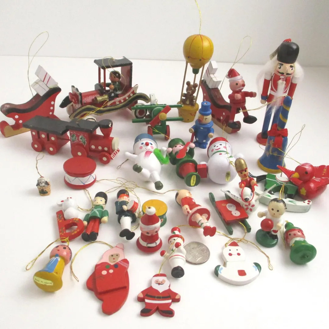 Vintage Wooden Christmas Ornaments: Retro Taiwan Holiday Decorations - Lot of 30 - Etsy | Etsy (US)