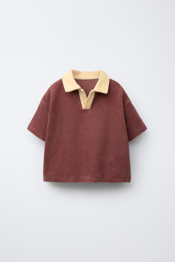 CONTRAST COLLAR TERRY POLO SHIRT | Zara US