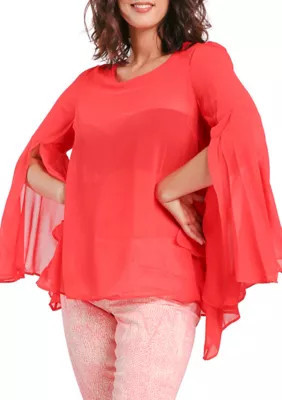 Miss Halladay Women's Chiffon Blouse, Coral, Medium | Belk