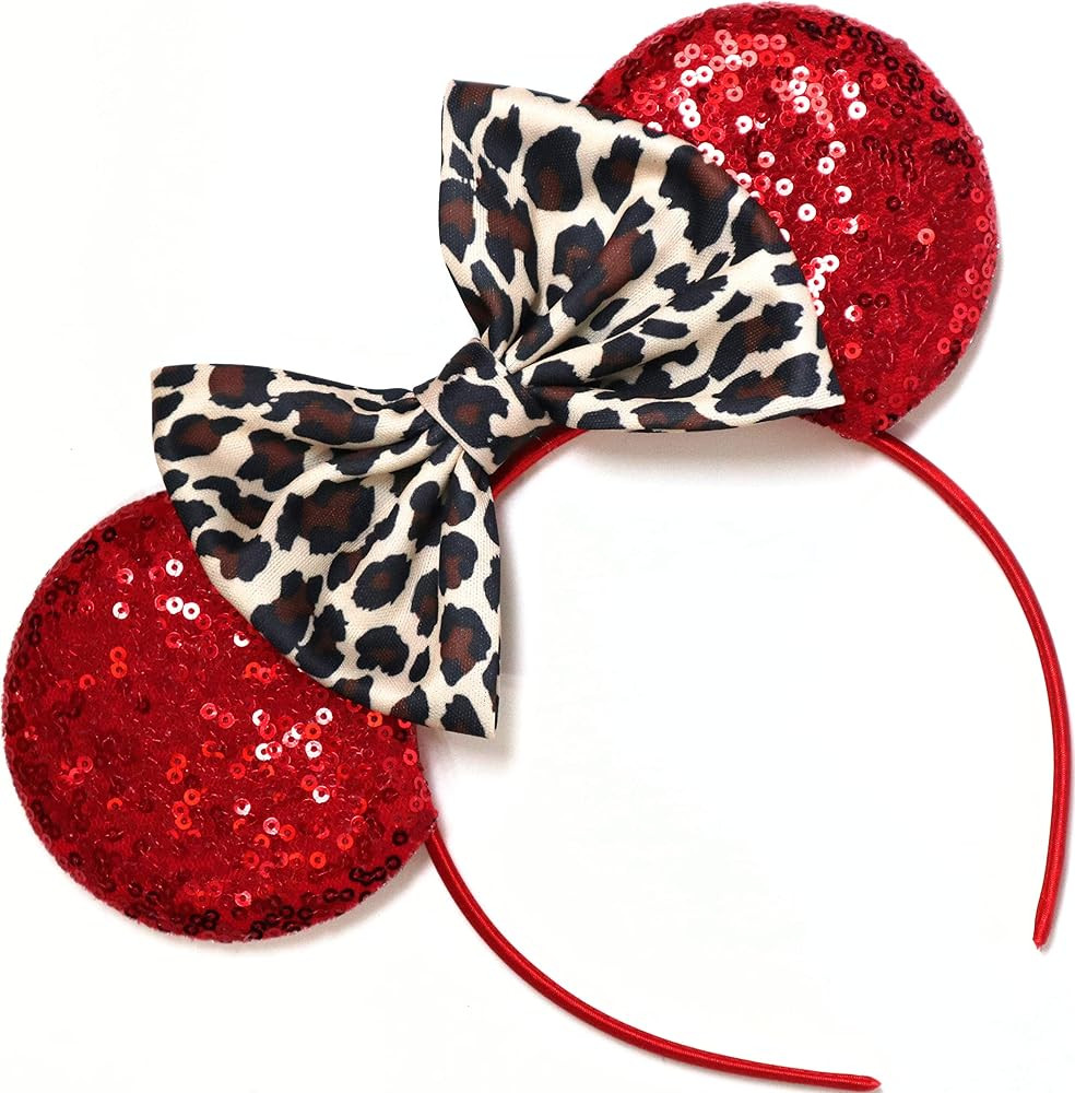 CLGIFT Leopard Minnie Ears, Animal Kingdom Ears, Lion King Minnie (Red) | Amazon (US)