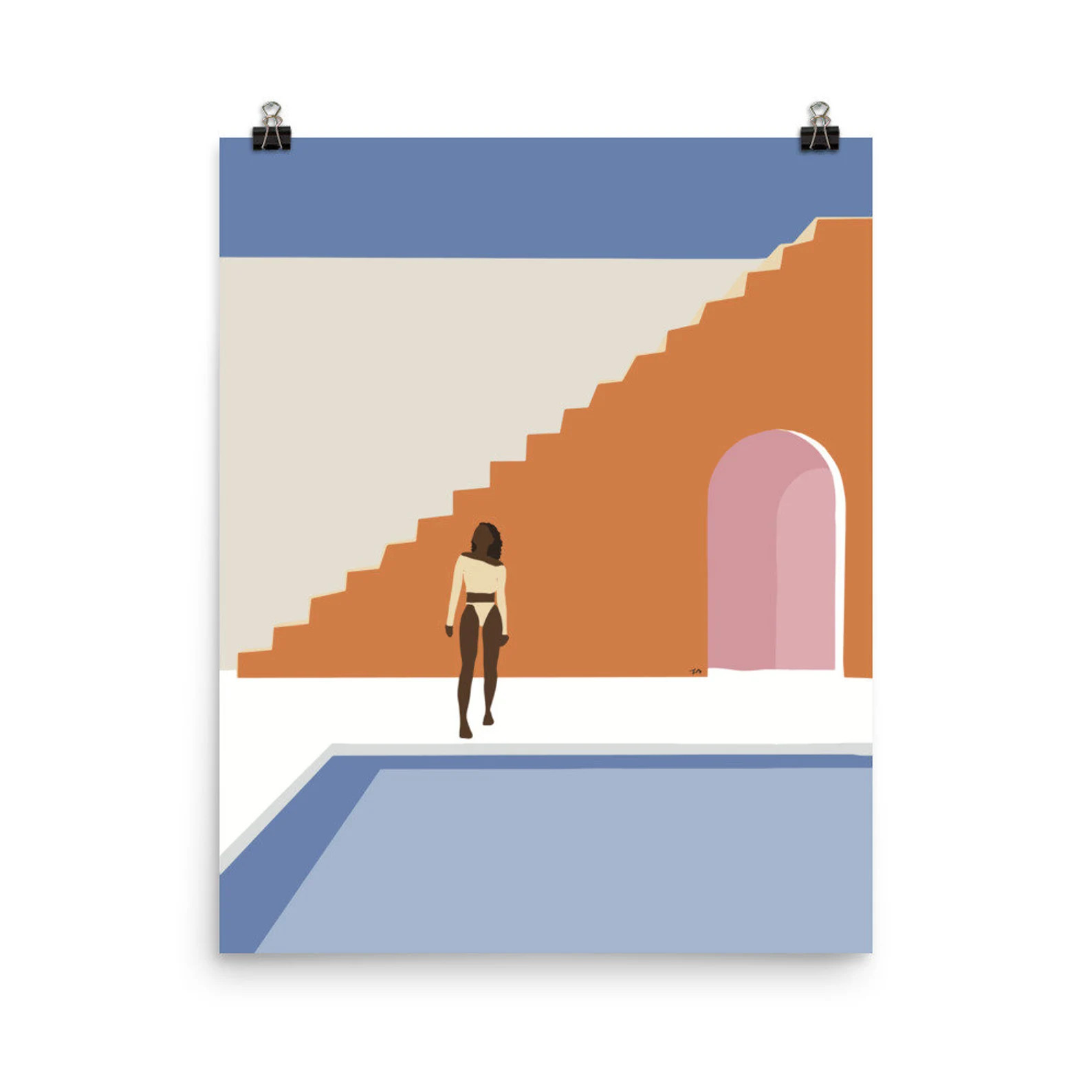 Black Woman Art Print | Poolside Minimalist Illustration | Etsy (Global)