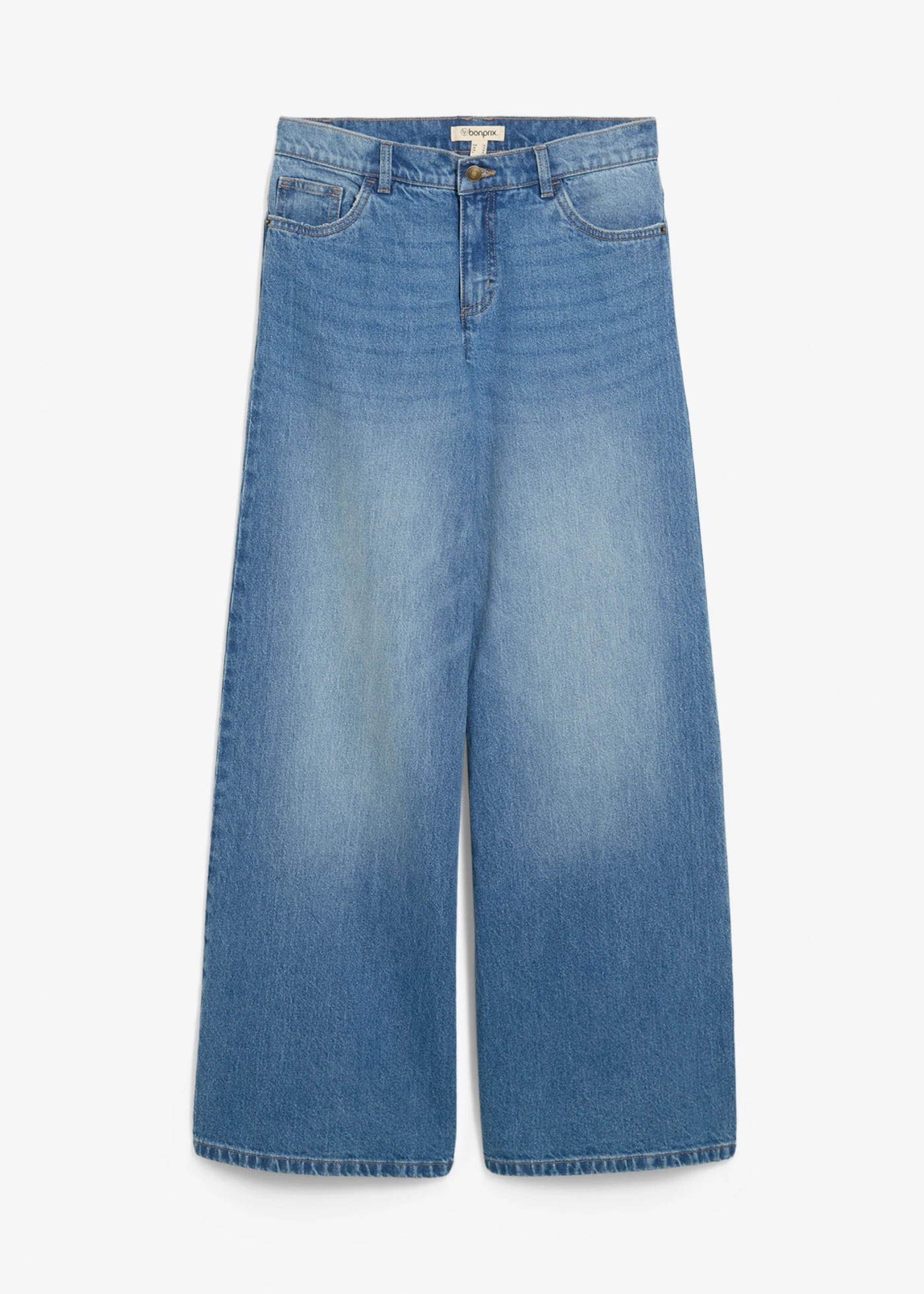 Wide leg jeans, mid waist middelblauw denim used | Bonprix NL