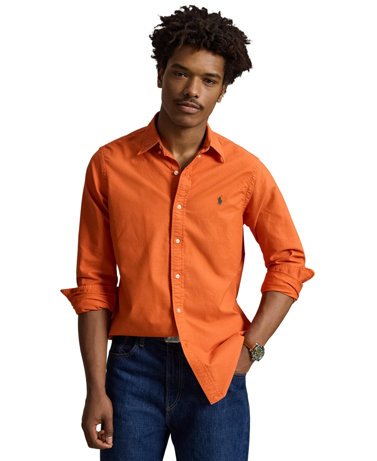 Polo Ralph Lauren Men's Garment-Dyed Oxford Shirt - COLLEGE ORANGE | Macy's