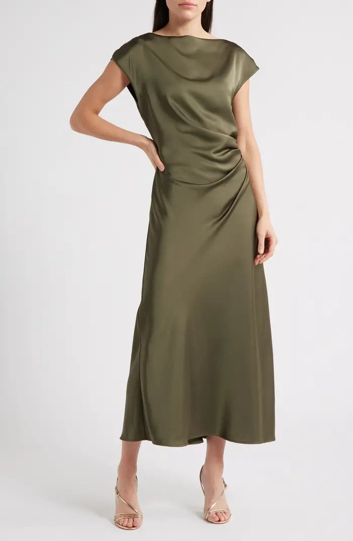 Gathered Satin Dress | Nordstrom