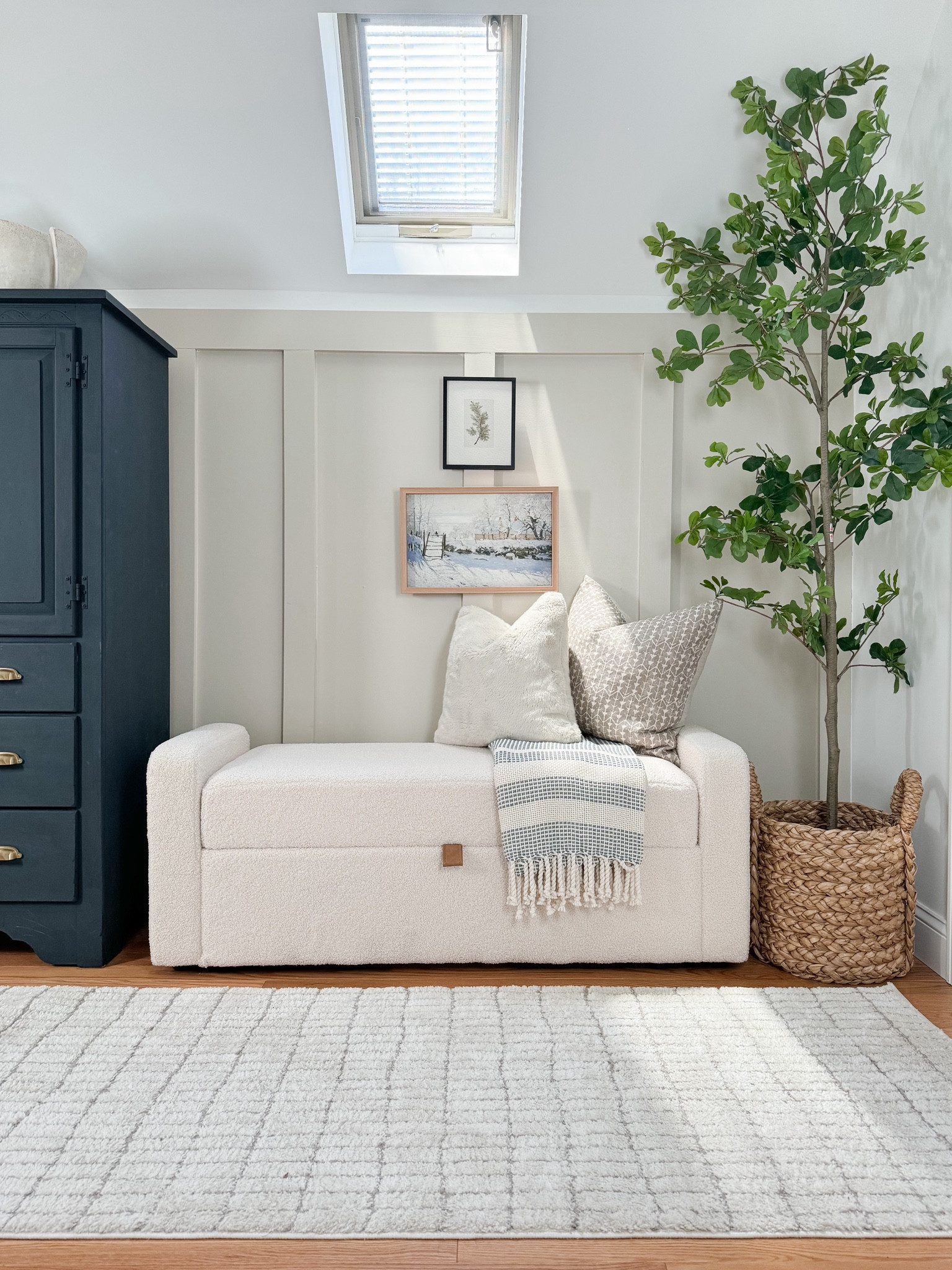 Hallway decor, Amazon faux tree, throw pillows, wall art, basket, storage bench, coastal decor, home decor 

#LTKHome #LTKStyleTip #LTKFindsUnder100