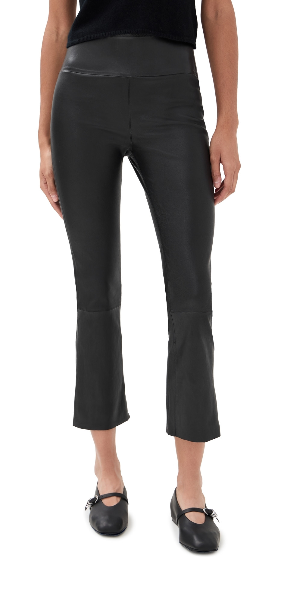 SPRWMN Leather Crop Flare Leggings Black XL | Shopbop