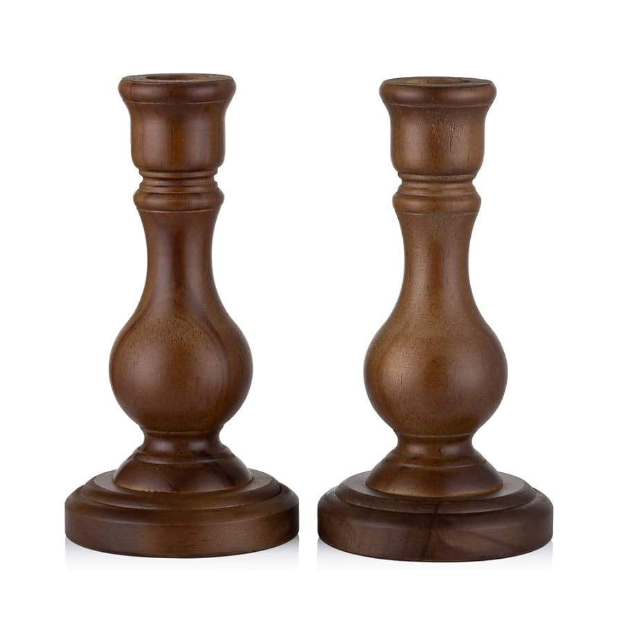 Sziqiqi Wood Candle Holders for Candlesticks - Set of 2 Wooden Taper Candle Holder for Home Dinne... | Amazon (US)