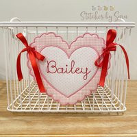 Valentine's Day Scalloped Heart Basket Tag For Girls, Monogrammed | Etsy (US)