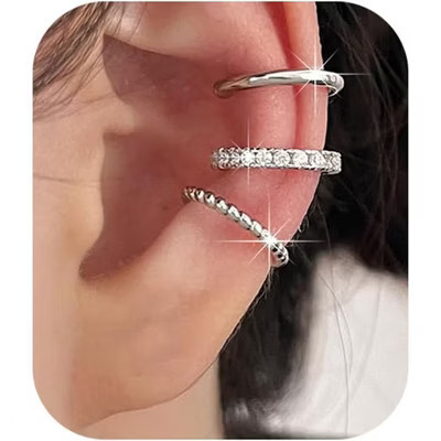 A stylish 3-piece silver clip-on earring set, a perfect jewelry gift for teenage girls. Silver 1*0.3 | Target