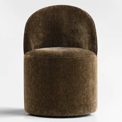 Rolling Chenille Upholstered Dining Chair With Hidden Casters | Wayfair North America