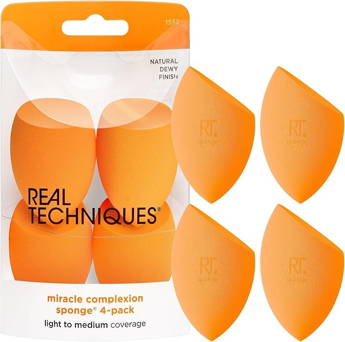Real Techniques Miracle Complexion Beauty Sponge Makeup Blender, Set of 4 | Amazon (US)