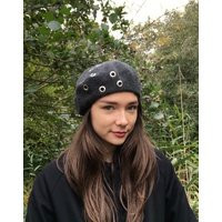 Grey Beret With Eyelets, French Wool Beret, Soft Women Beret, Unique Girl Hat, Silver Trimming, Metal Eyelets, Soft Light Grey Beret | Etsy (US)