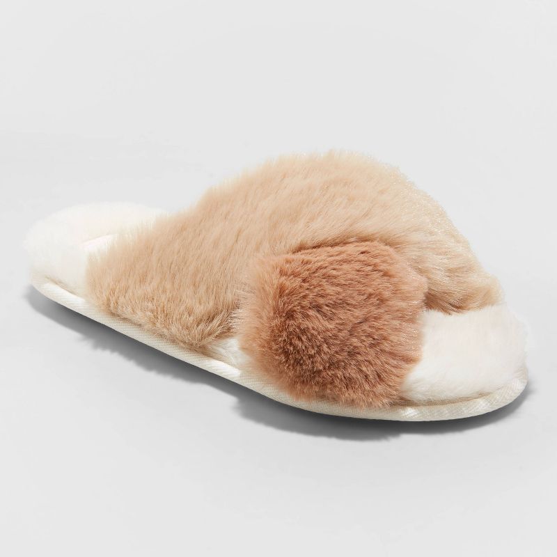 Women's Paris Crossband Fur Slippers - Stars Above™ | Target