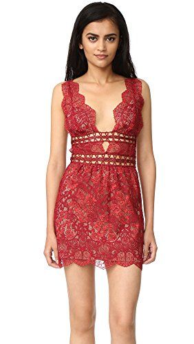 For Love & Lemons Women's Mon Cheri Mini Dress, Rouge, Small | Amazon (US)