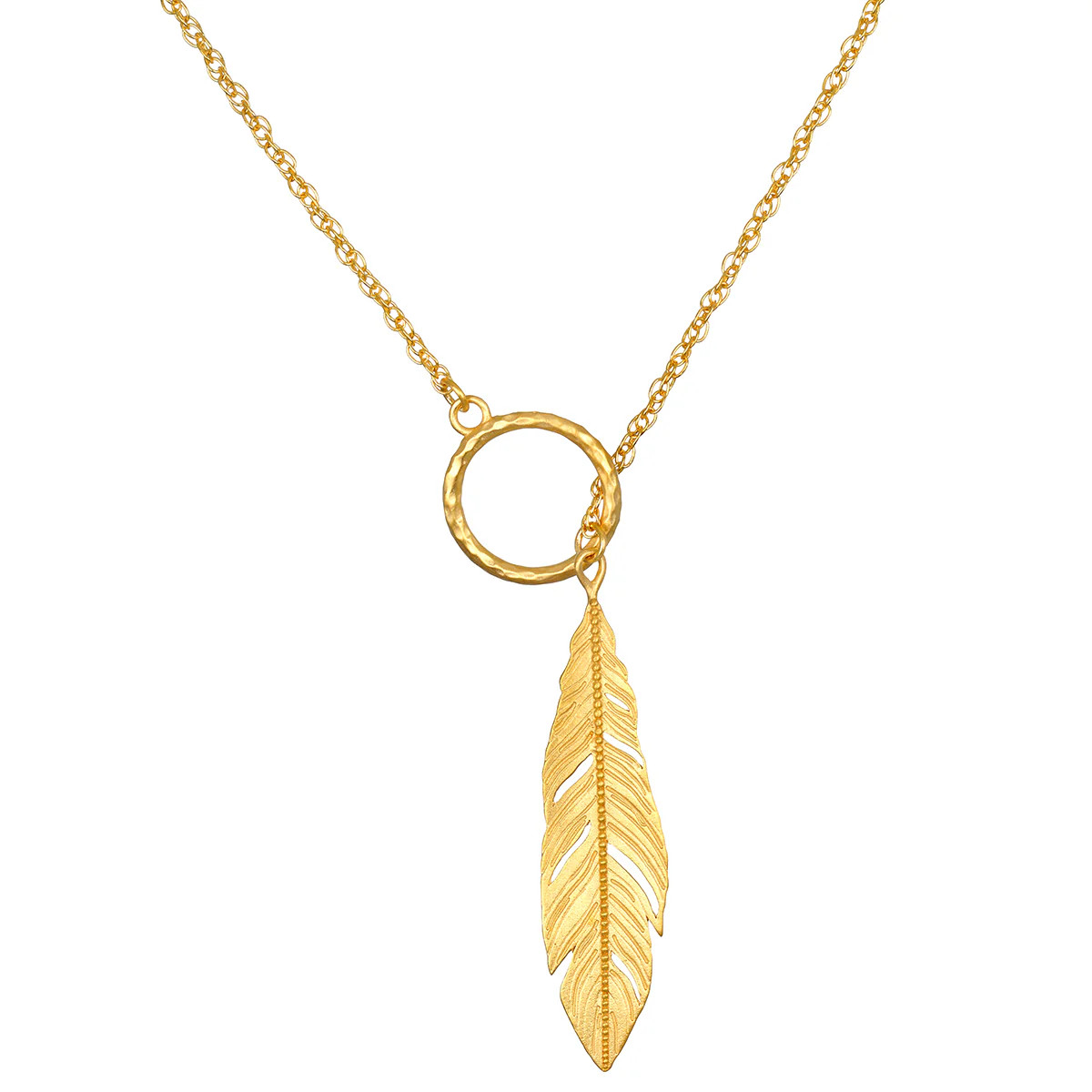 Spiritual Messenger Feather Lariat Necklace | Satya Jewelry