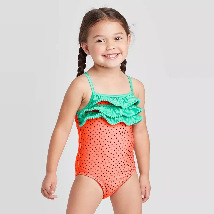 Toddler Girls' Strawberry One Piece Swimsuit - Cat & Jack™ Coral | Target