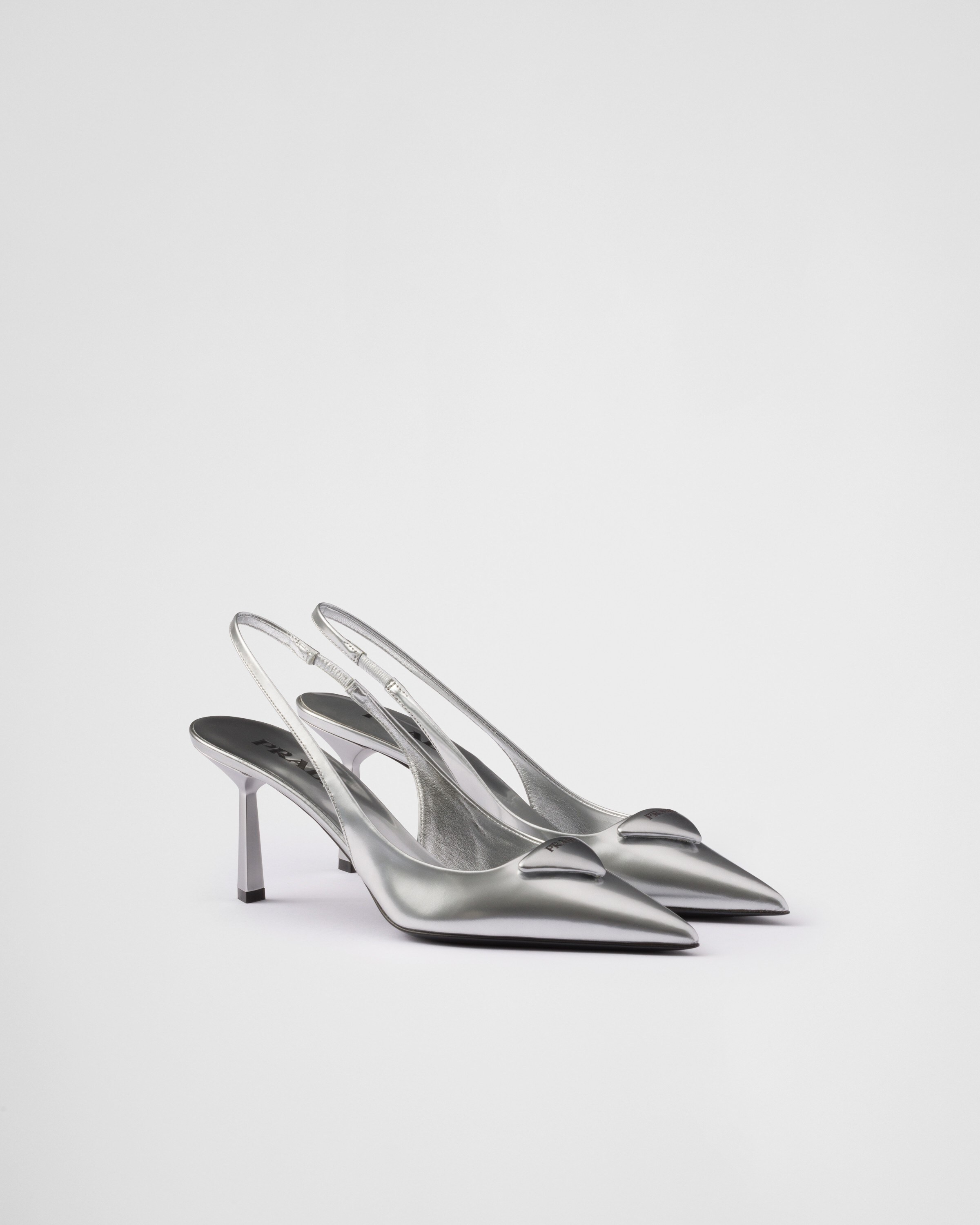 Metallic leather slingback pumps | Prada US
