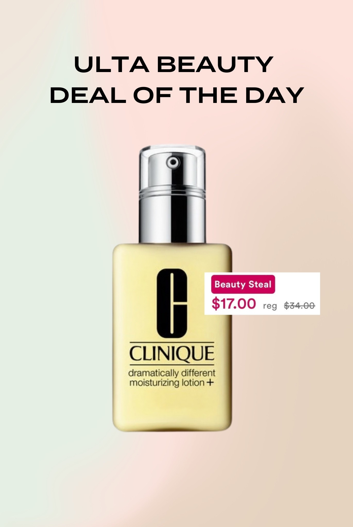 Ulta beauty steals! Todays deal is the Clinique moisturizer for just $17 today 👏🏾

#LTKBeauty #LTKSaleAlert #LTKSpringSale