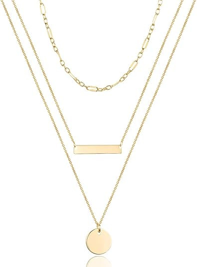 Turandoss Dainty Layered Choker Necklace, Handmade 14K Gold Plated Y Pendant Necklace Multilayer ... | Amazon (US)