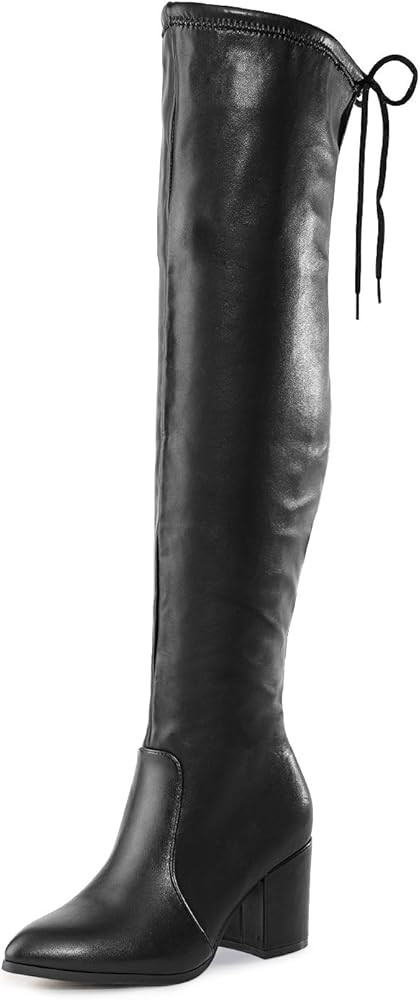 DREAM PAIRS Women’s Thigh High Boots Over the knee Stretch Block Heel Fashion Long Boots | Amazon (US)