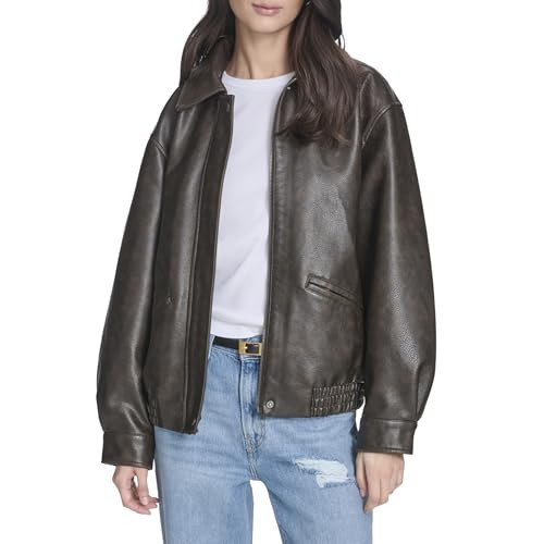 Levi's Women's Faux Leather Relaxed Fit Bomber, Brown, Small | Amazon (US)