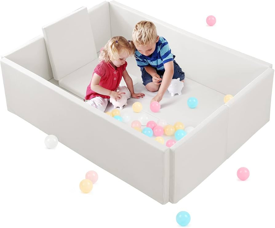 Super Large Ball Pit, 55"x 39"x 16" Soft Foam Foldable Crawling Fence Children's Playground - Whi... | Amazon (US)