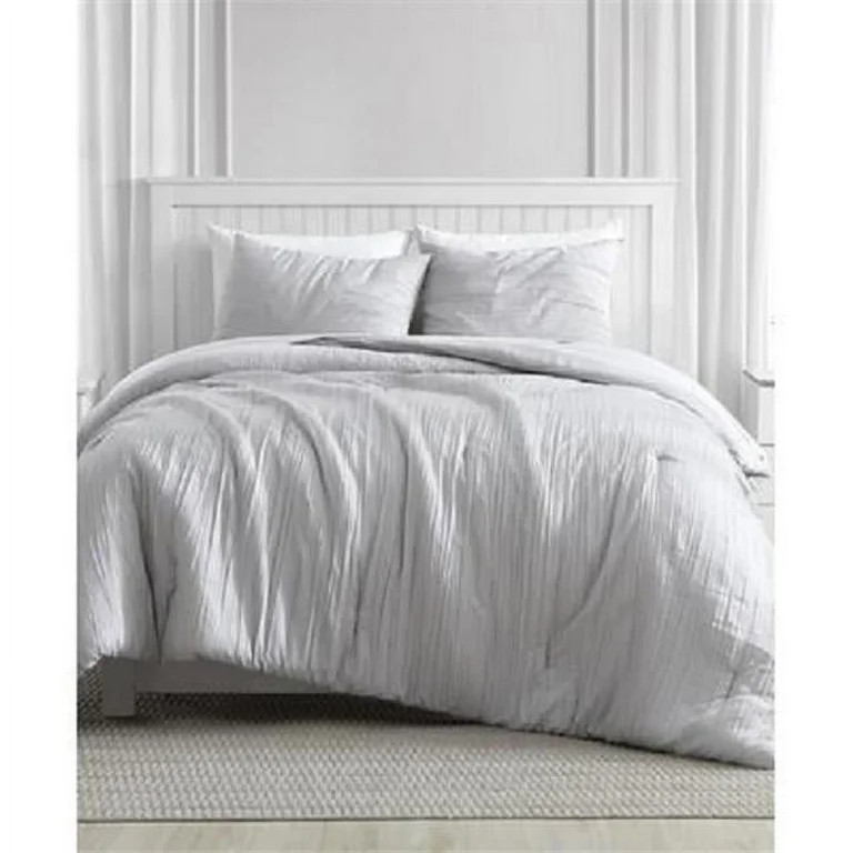 RT Designers Collection  Greenport Crinkle Bed Comforter Set, Silver - King - 3 Piece | Walmart (US)