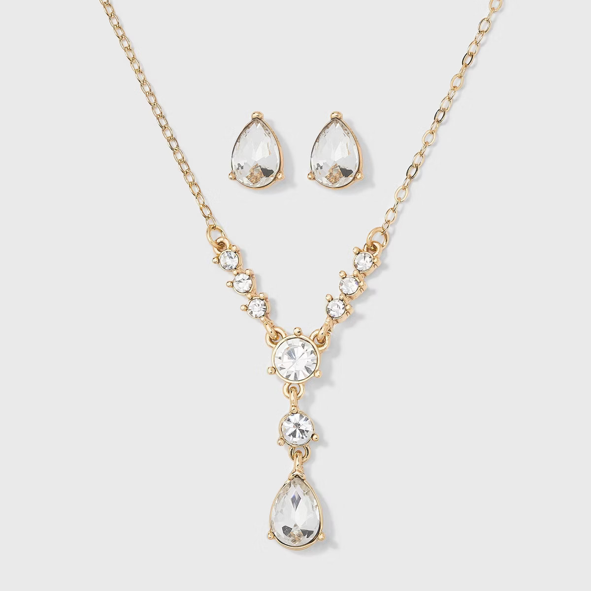 Teardrop Stone Earring and Necklace Set 2pc - A New Day™ Gold | Target