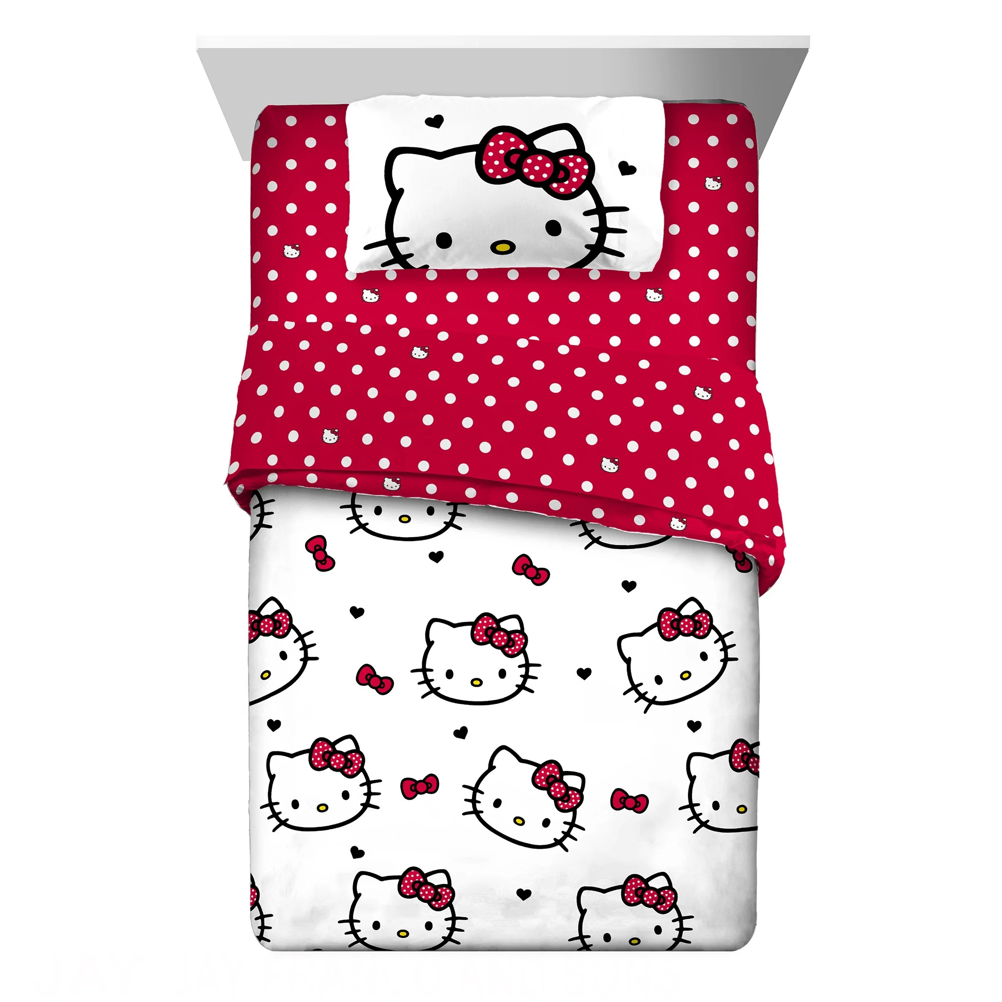 Hello Kitty Kids Twin Bed in a Bag, Comforter Sheet Set and Bonus Tote, Red, Sanrio | Walmart (US)