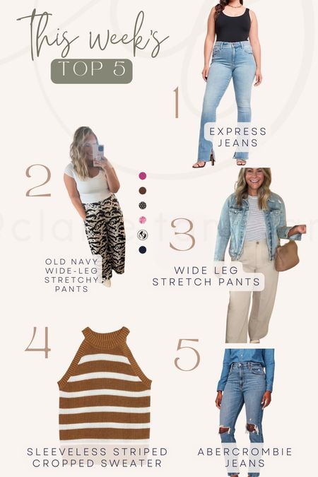 Top 5 sellers for midsize curvy jeans stretch wide leg pants striped sweater Abercrombie mom distressed jeans old navy Amazon express curvy jeans

#LTKunder100 #LTKcurves