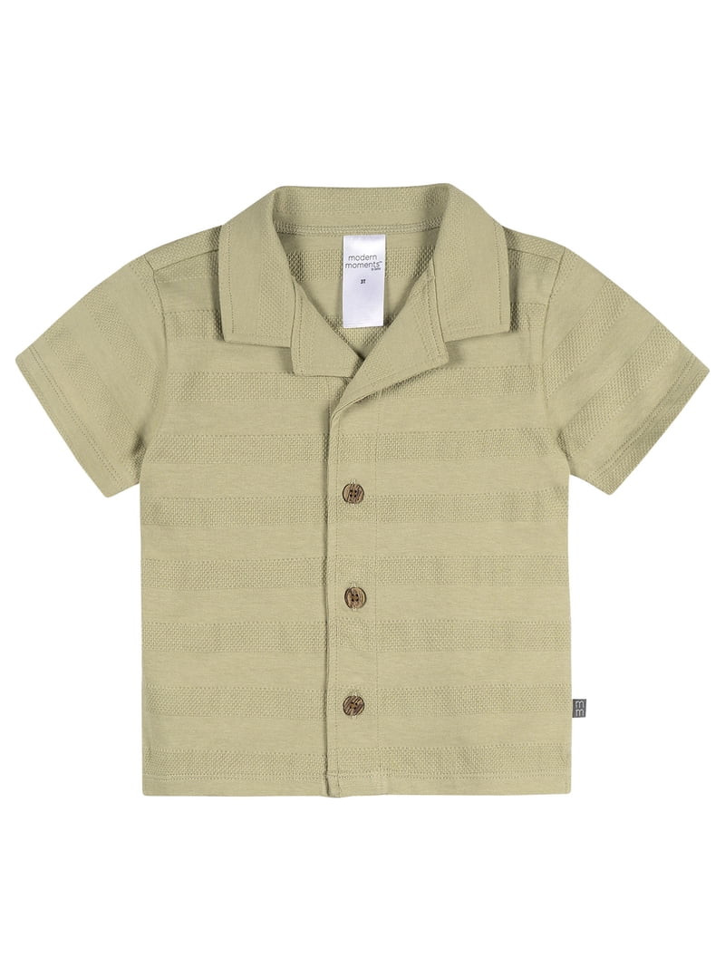 Modern Moments by Gerber Baby and Toddler Boy Button Up Organic Collar Top, Sizes 0/3 Months - 5T | Walmart (US)