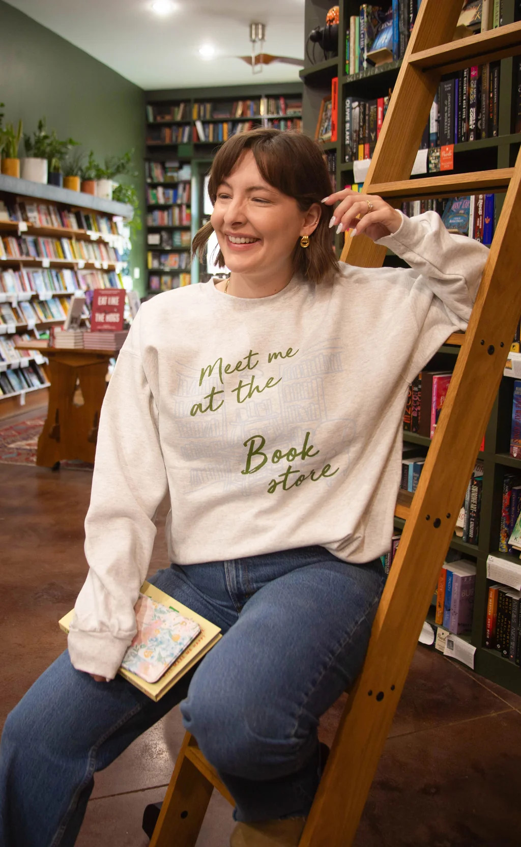 friday + saturday x jo johnson overby: meet me at the bookstore sweatshirt | RIFFRAFF