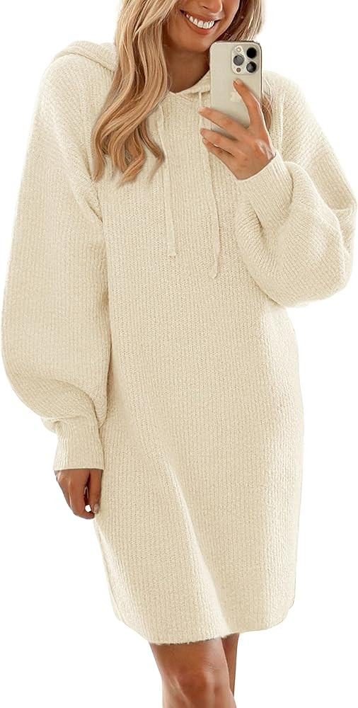 PRETTYGARDEN Womens Fall Sweater Dress Casual Long Sleeve Chunky Knit Pullover Oversized Hoodie T... | Amazon (US)
