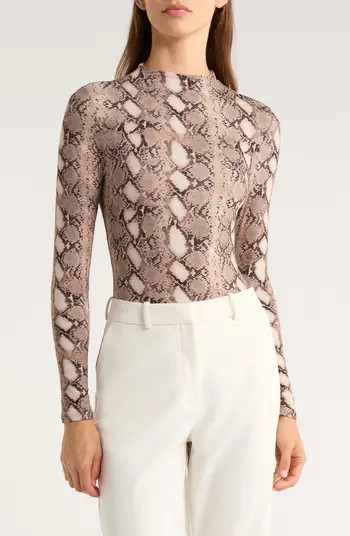 Naked Snakeskin Print Long Sleeve Bodysuit | Nordstrom