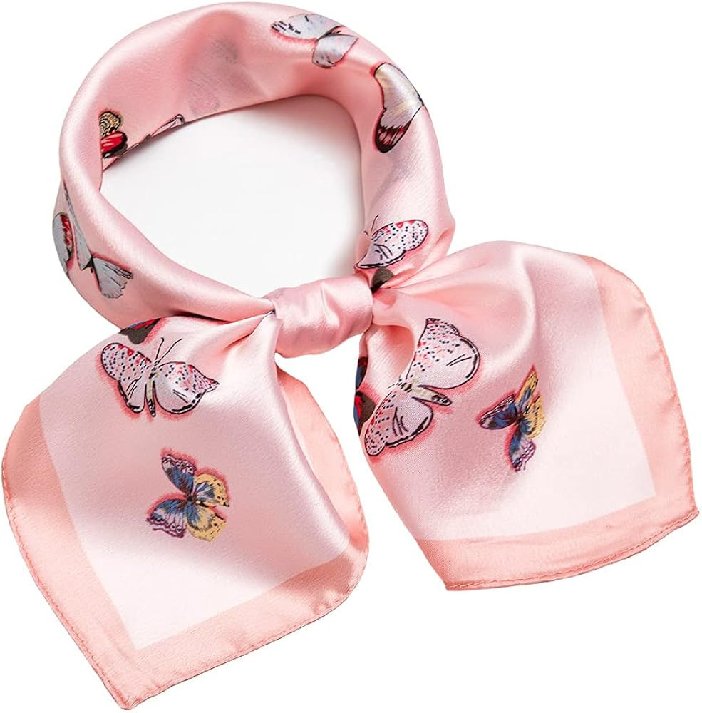 NaSoPerfect Silk Like Scarf Square Handkerchief Satin Ribbon Neck Scarfs for Women 21''x21'' | Amazon (US)