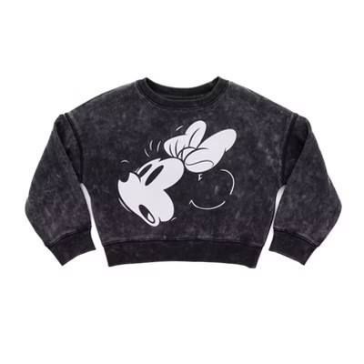 Disney Minnie Mouse Little Girls French Terry Oversized Matching Family Sweatshirt Black Gasp 6 | Target