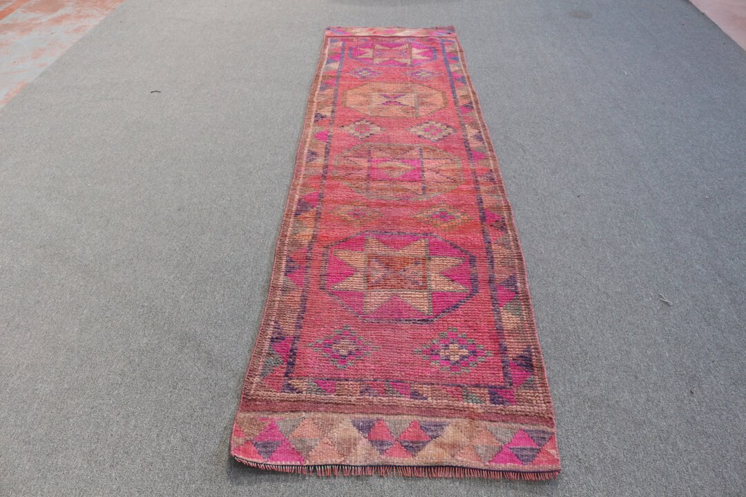 Herki Rug, Vintage Rug, Turkish Rug, Runner Carpet, Home Decor Carpet, 32x116 inches Pink Rug, Bo... | Etsy (US)