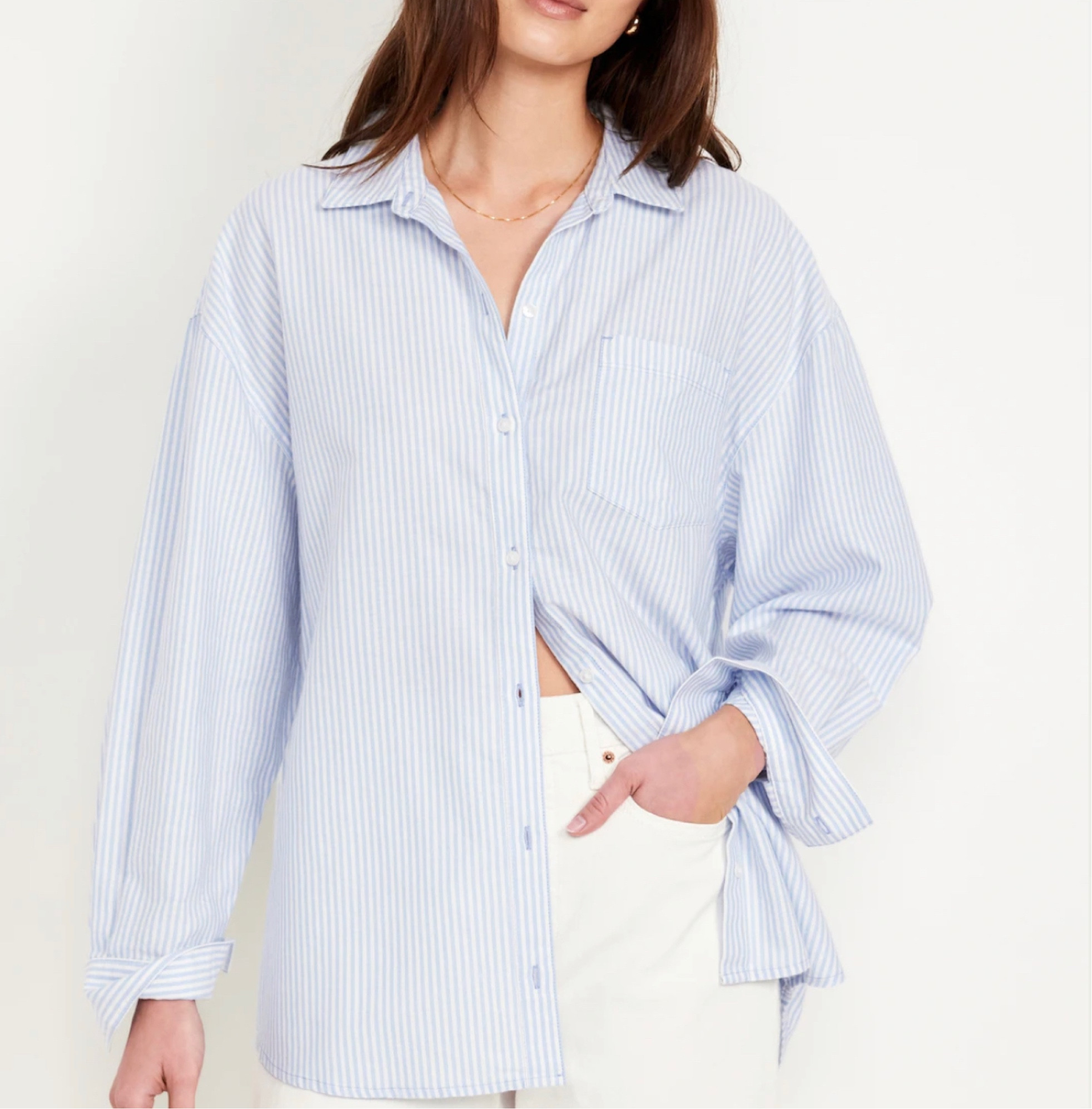 Button down shirt 👔 oversized fit. It would look great with jeans and white sneakers or sandals. 

#LTKFindsUnder50