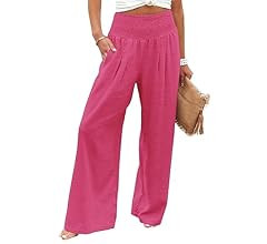Angerella Womens Elastic High Waisted Palazzo Pants Casual Wide Leg Long Lounge Pant Trousers wit... | Amazon (US)
