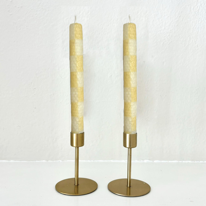 Checkered Taper Candles (White & Beige) Candles & Holders | Minted
