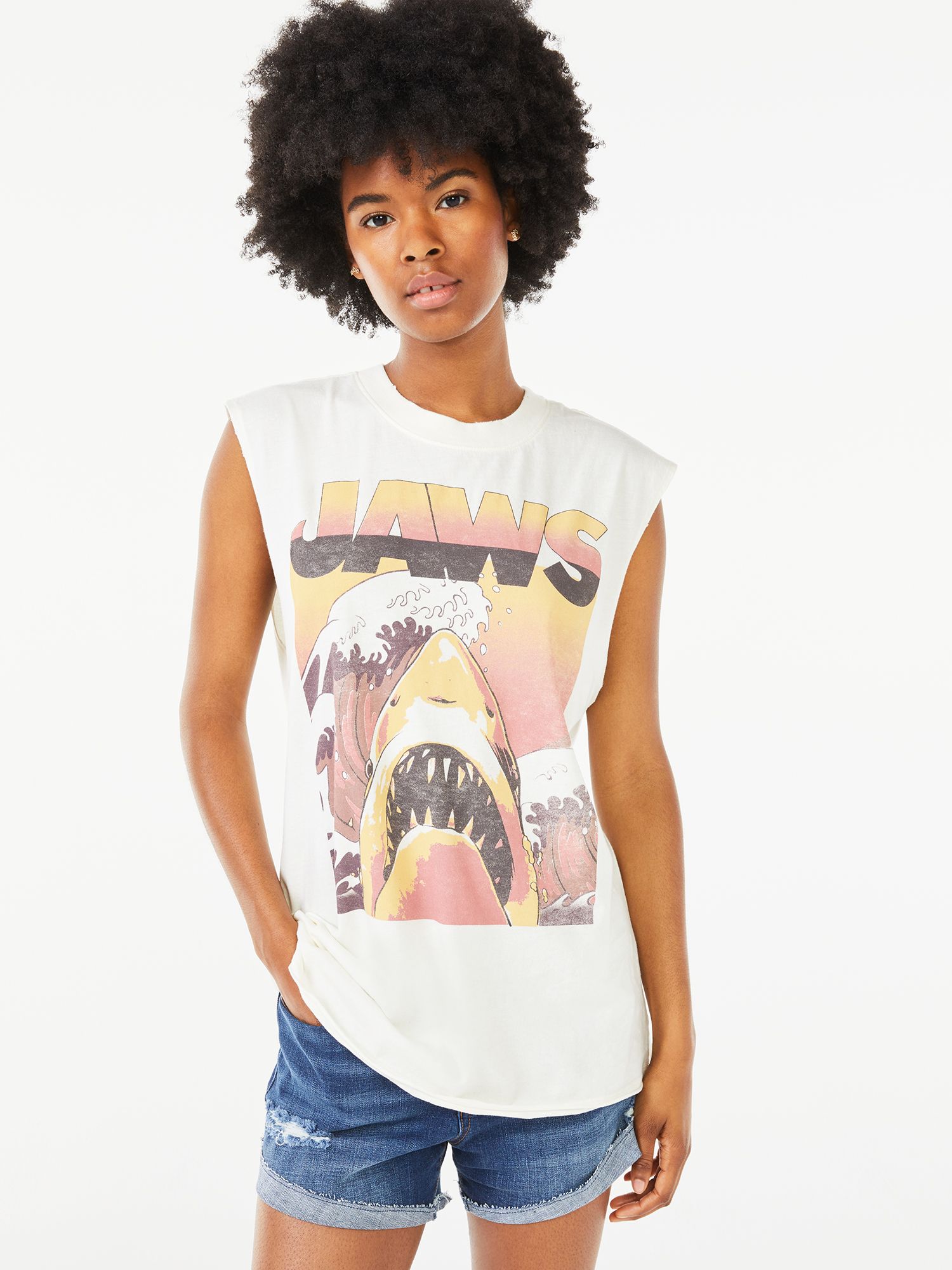Scoop Women's Jaws Graphic Sleeveless T-Shirt | Walmart (US)
