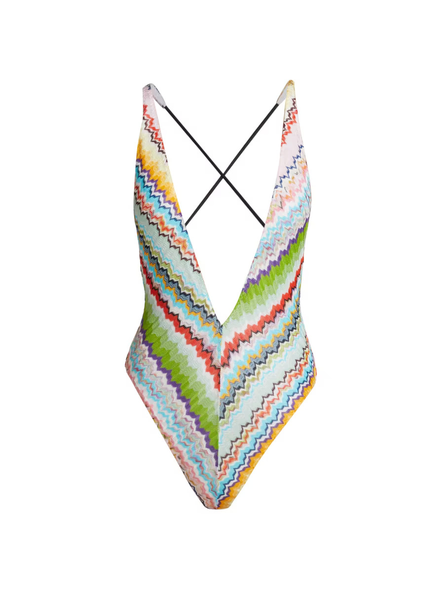 Missoni Zigzag-Knit V-Neck One-Piece Swimsuit | Saks Fifth Avenue