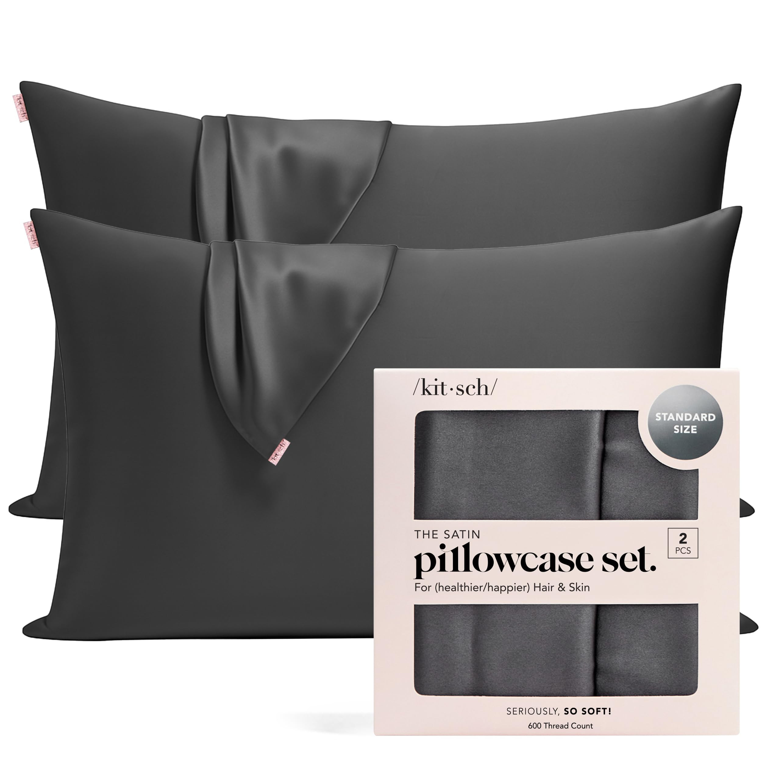 Kitsch Satin Pillowcase with Zipper for Hair & Skin - Softer Than Silk Pillow Cases, Smooth Cooli... | Amazon (US)