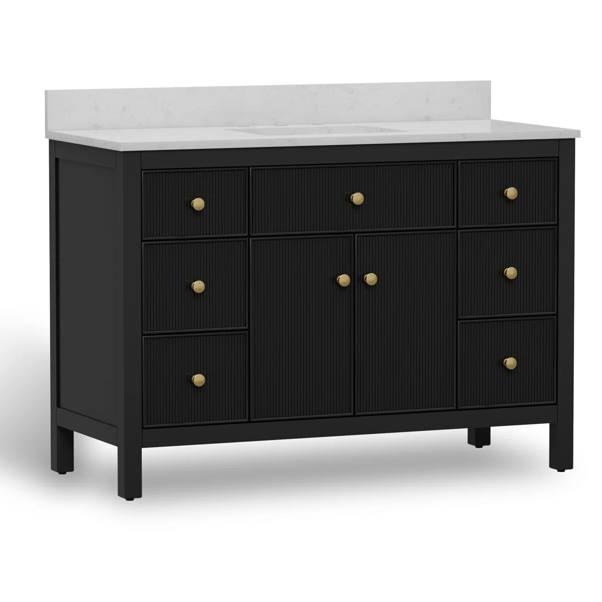 48" Fully Assembled Single Bathroom Vanity with Engineered Stone Top, Ceramic Sink, Hand Paint | Joss & Main