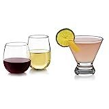 Libbey Stemless 12-Piece Wine Glass Party Set for Red and White Wines & Cosmopolitan Martini Glasses | Amazon (US)