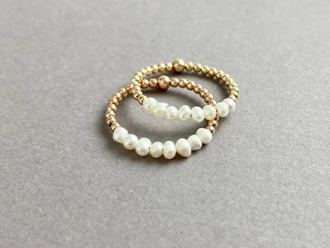 NATURAL PEARL RING, Gold Filled Beaded Ring, Gift for Friend, Boho Summer Ring,handmade Jewelry,r... | Etsy (US)